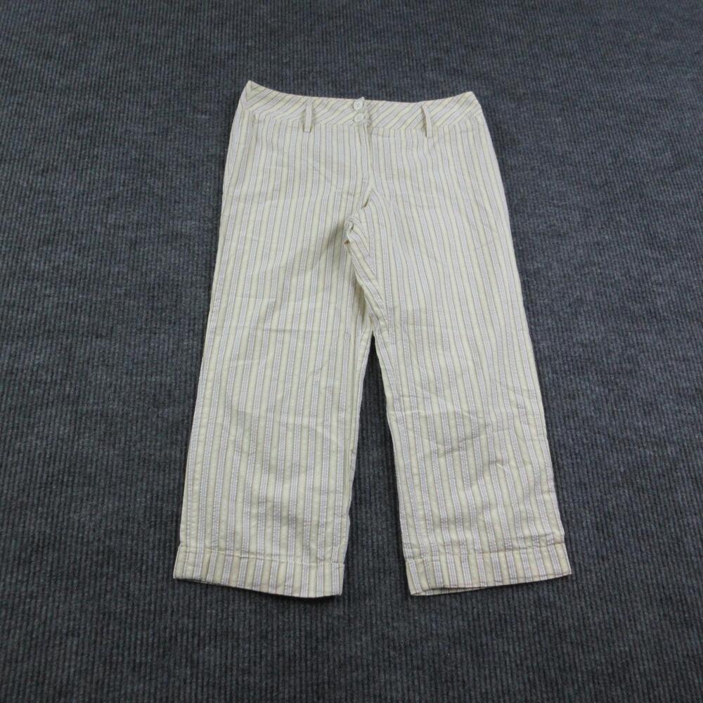 Ann Taylor LOFT Pants Womens 8 Yellow Cropped Straight Cuffed Pockets 32x22*